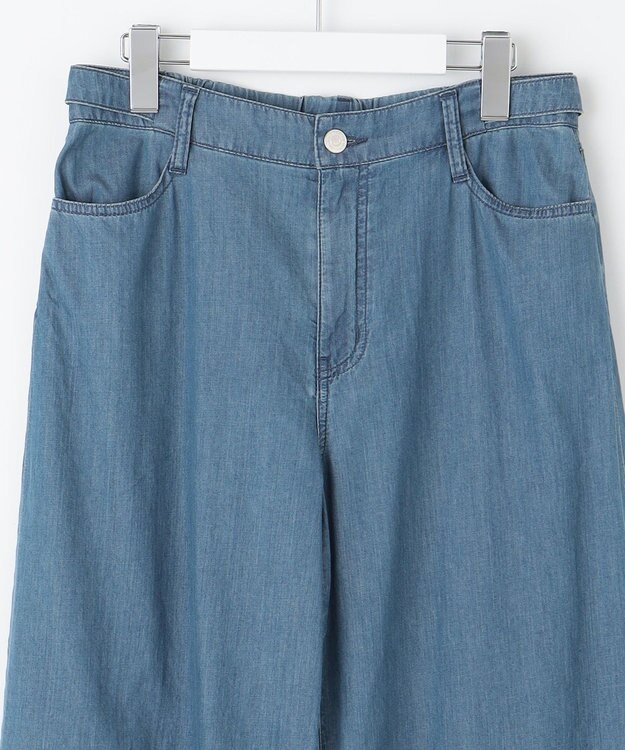 J.PRESS LADIES L 【洗える】4ozライトデニム ワイド パンツ ダルブルー系