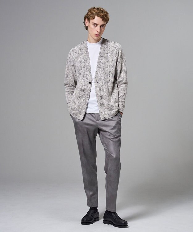 JOSEPH HOMME 【ウエストゴム仕様】レザーライクジャージー　ドロスト付きテーパードパンツ / PEGG CONVERTIBLE ライトグレー系