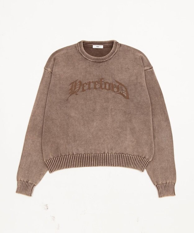 WEGO ブリーチニットグラフィックプルオーバー ブラウン