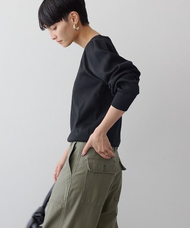 AMERICAN HOLIC エコカルットショルダータックニットプルオーバー Black