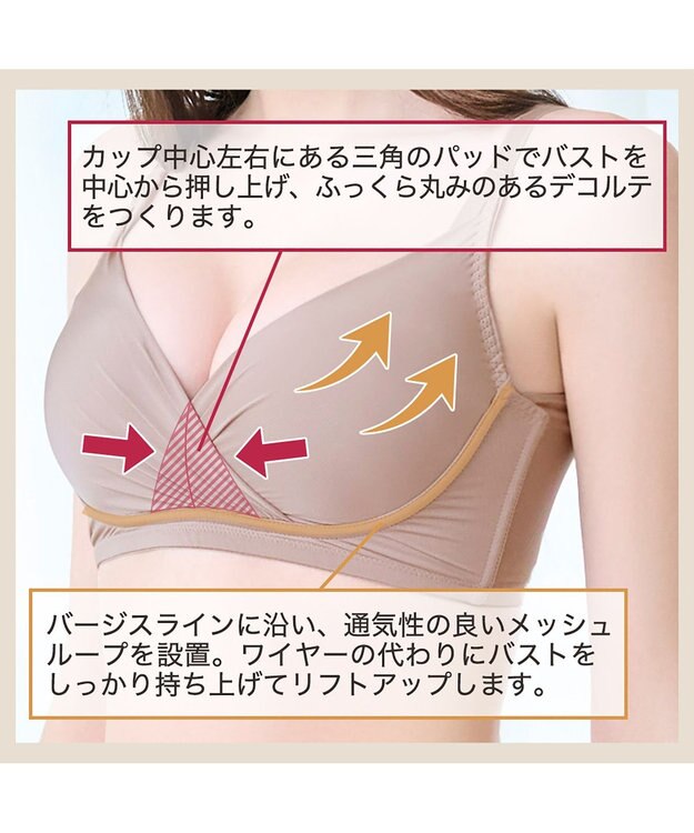 BRADELIS New York 【BRADELIS Me / ノンワイヤー・バストアップ】Perfumyブラ23S1 綿混素材で肌当たりの優しい補正ブラジャー バストにフィットしてラインが響きにくい モカベージュ