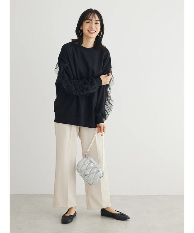 Green Parks ・ＳＵＧＡＲ　ＳＰＯＯＮ　チュールフリルプルオーバー Black