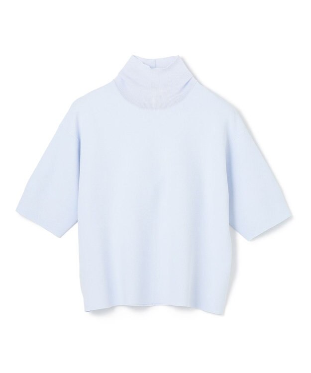 BEIGE， 【洗える】LAURA / 半袖タートルニットトップス Sax