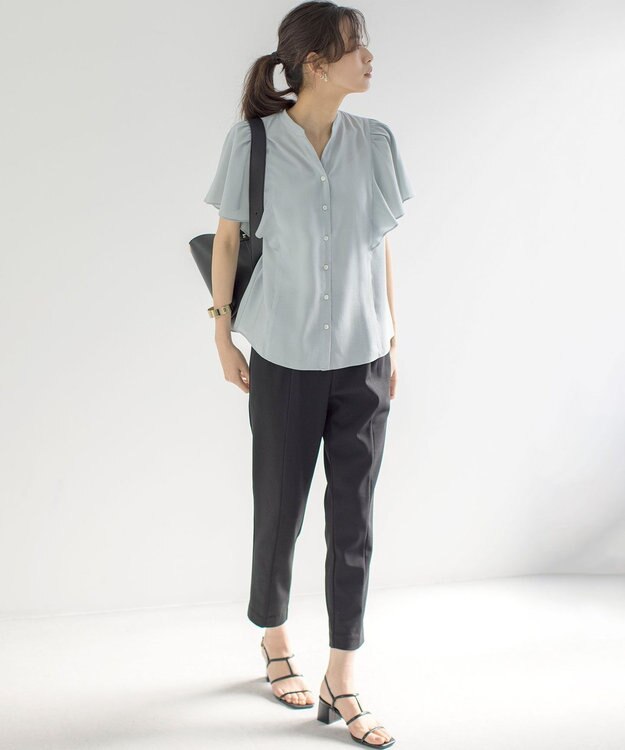 組曲 S 【WEB限定】ヴィンテージジョーゼットスキッパー ブラウス スモーキーミント系