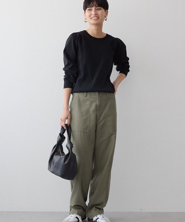 AMERICAN HOLIC エコカルットショルダータックニットプルオーバー Black