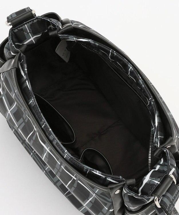 Y'SACCS ドローイングチェックショルダーバッグ ブラック