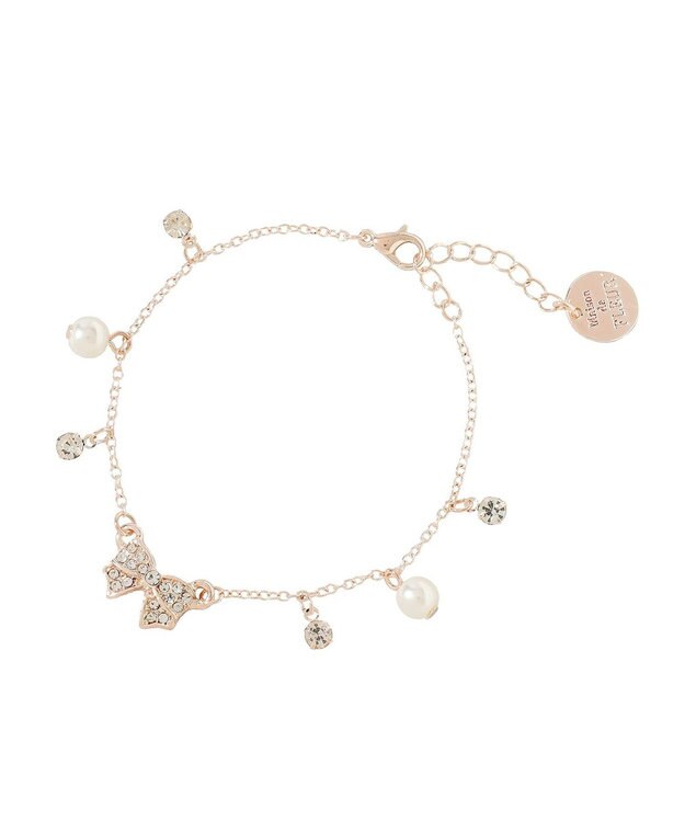 Maison de FLEUR リボンパールブレスレット Pink Gold
