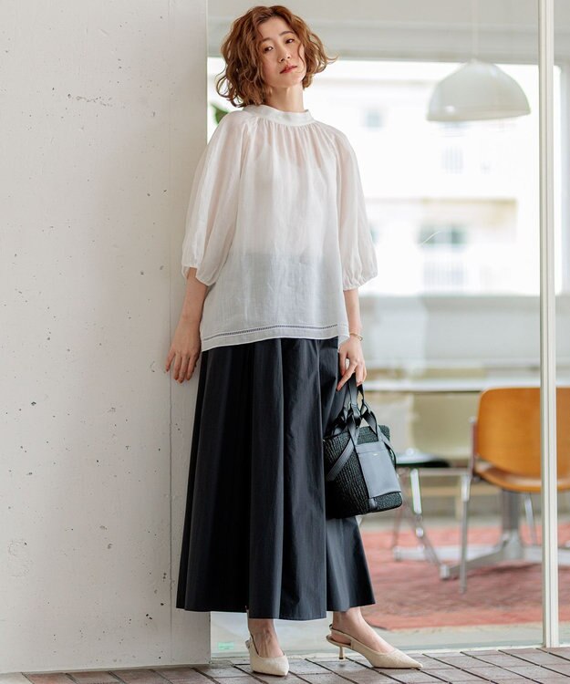 23区 【洗える】ブロドリー ダンデル 2WAY ブラウス ホワイト系