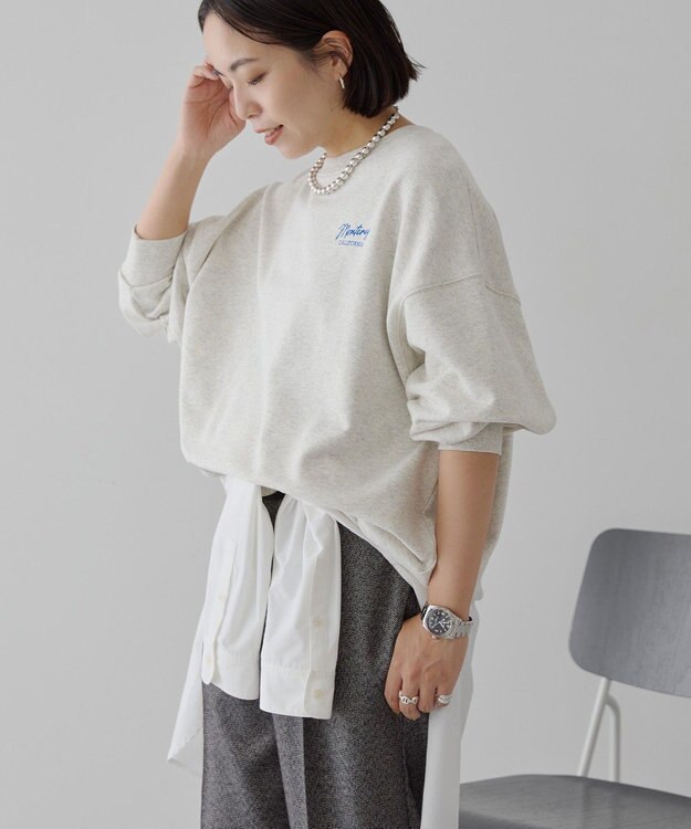 AMERICAN HOLIC サガラ刺繍裏毛プルオーバー Gray Mixture