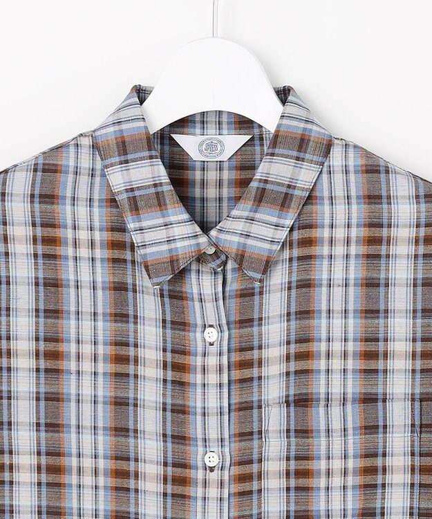 J.PRESS LADIES S 【一枚で着映え】リネンVisマドラス チェック シャツ ブラウス ブラウンチェック系