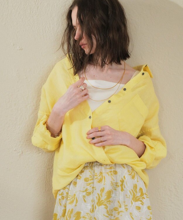 YECCA VECCA 3wayフレンチリネンシャツ Yellow