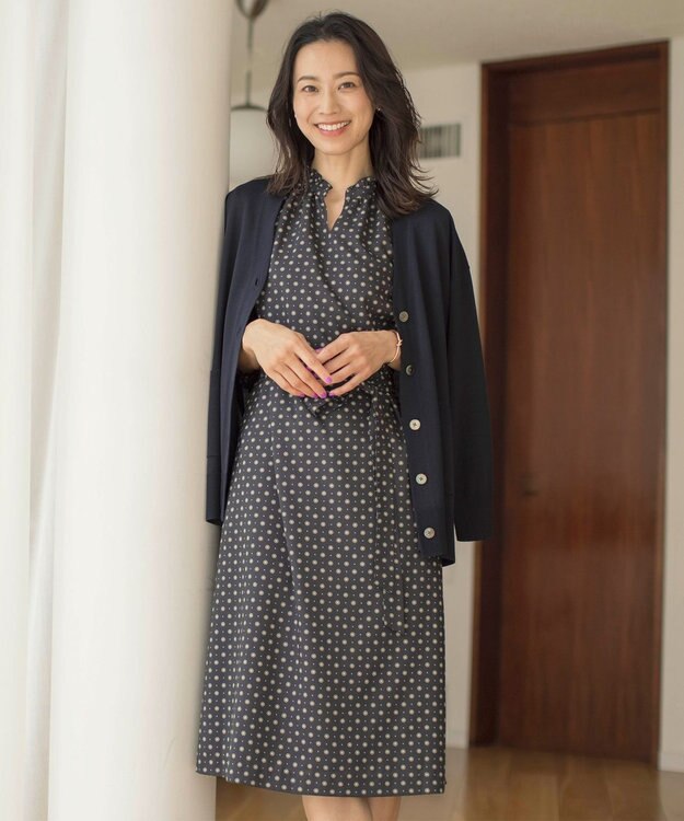 J.PRESS LADIES L 【洗える】 Co/Peライト Vネック カーディガン ネイビー系