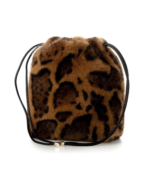 UNBILLION カシュカシュ cachecache / フリルショルダー付エコファー巾着バッグ レオ