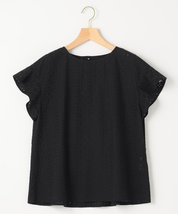 組曲 S エンブロイダリーレースフレンチスリーブ ブラウス ブラック系