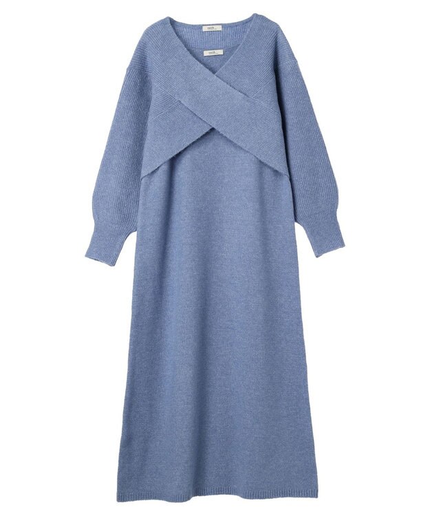 earth music&ecology Ｓｅｔ２点クロスニット＋ノースリーブニットワンピース Blue