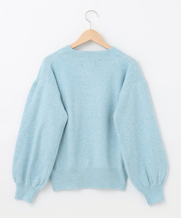 SHARE PARK LADIES ソフトタッチパフスリーブニット スカイブルー