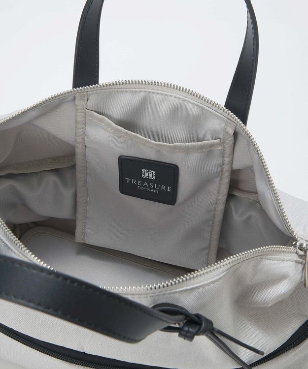 TOPKAPI 【TREASURE TOPKAPI】ナイロンコンビ 2way チェンジング トートバッグ ショルダーベルト付き ライトグレー