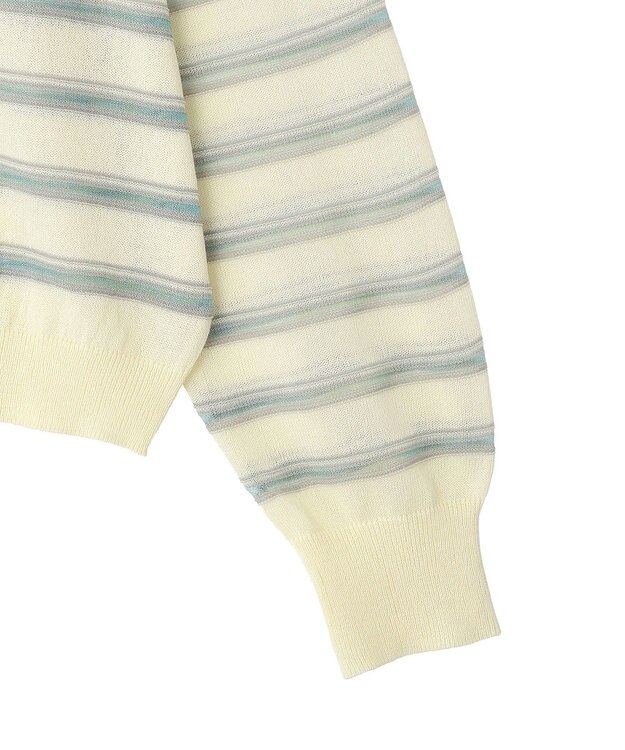 CRAFT STANDARD BOUTIQUE シアーボーダーポロ衿ニットプルオーバー Ivory