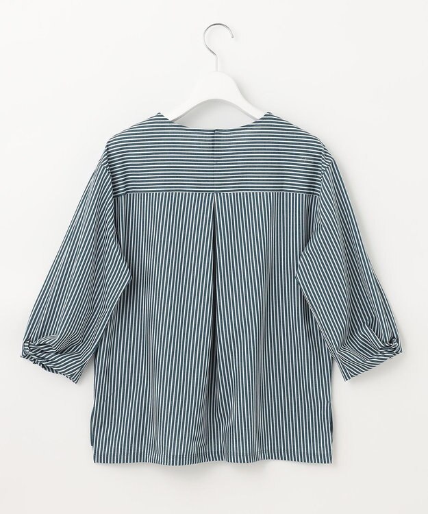 J.PRESS LADIES L 【WEB限定】 ピンストライプジャージー ボリュームスリーブ カットソー グリーン系1