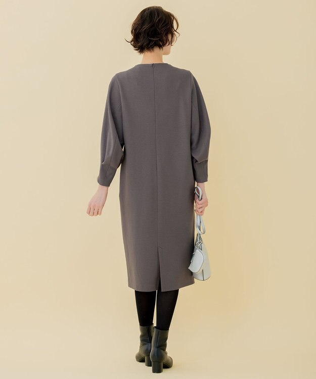 自由区 【WEB限定】ウールミルドジャージー スリーブコンシャスワンピース グレー系