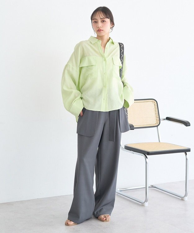 earth music&ecology Ｗポケットシャツ Light Green