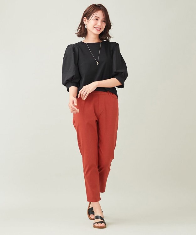 ANY 【ウエストゴム/ストレッチ/UVカット】大人の7daysデイリー パンツ オレンジ