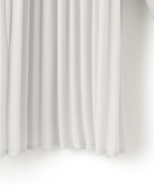 23区 L 【洗える】ライトバックサテンアムンゼン プリーツ ブラウス ライトグレー系