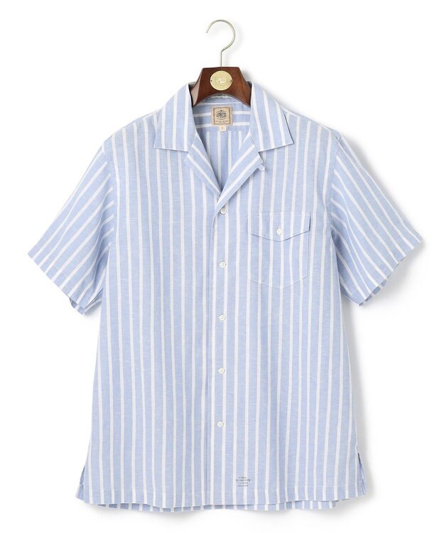 J.PRESS MEN 【HYBRID LINEN】オープンカラーシャツ サックスブルー系1