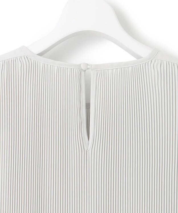 23区 L 【洗える】ライトバックサテンアムンゼン プリーツ ブラウス ライトグレー系