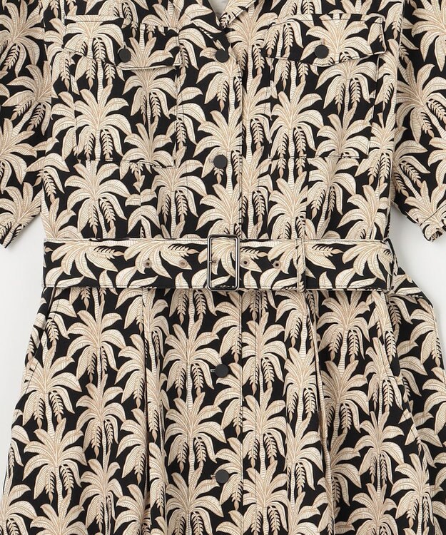 GRACE CONTINENTAL パームモチーフシャツワンピース ブラック