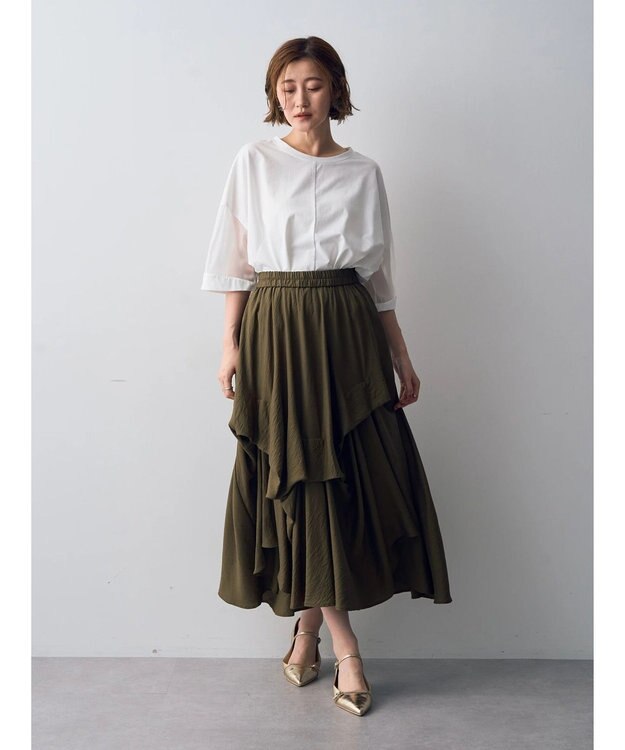 YECCA VECCA アシメデザインスカート Khaki