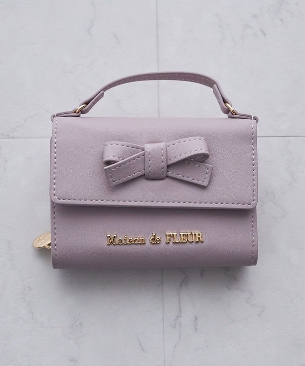 Maison de FLEUR ハンドル付きリボンウォレット Lavender
