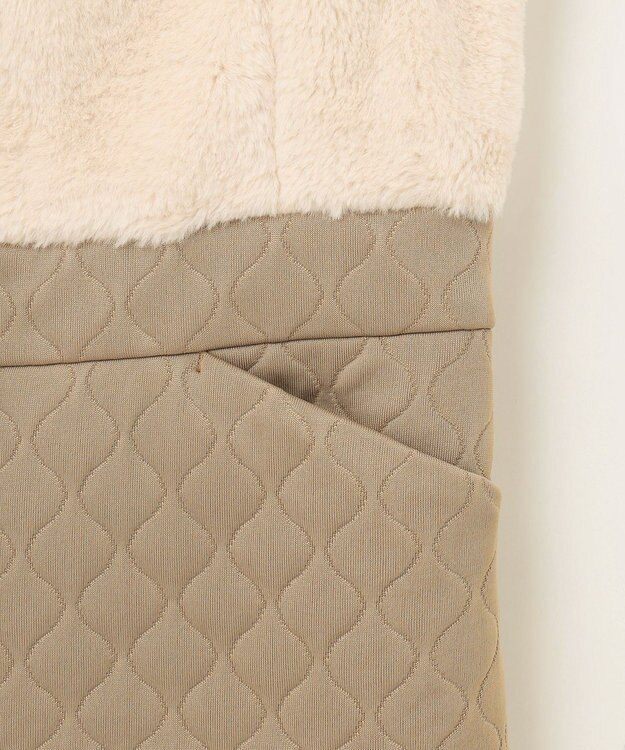 23区GOLF 【WOMEN】フェイクファー×キルト ワンピース 1枚で暖かい寒い日の防寒アイテムに◎ アイボリー系