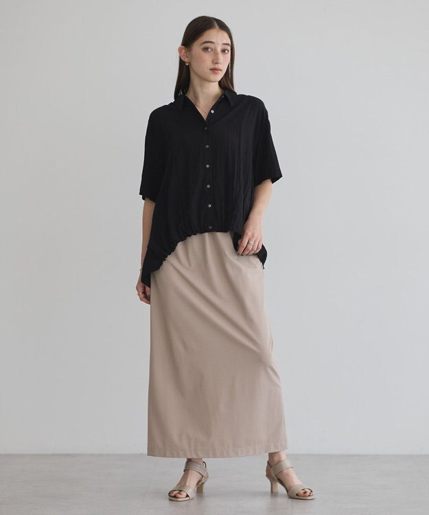 YECCA VECCA 【接触冷感】裾バルーン切替デザインヘムシャツ Khaki