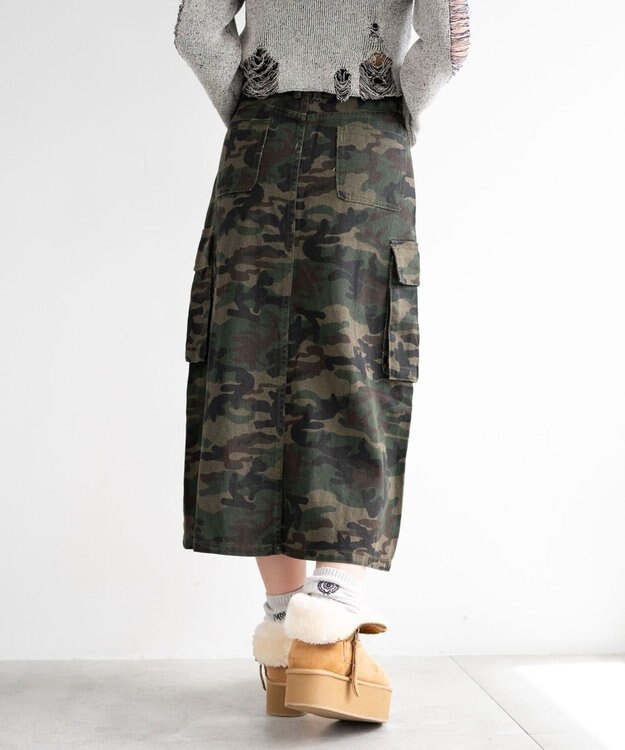 WEGO カモフラジップカーゴスカート カーキ