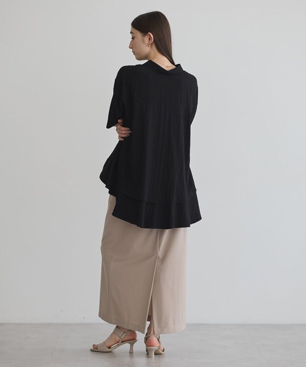 YECCA VECCA 【接触冷感】裾バルーン切替デザインヘムシャツ Khaki