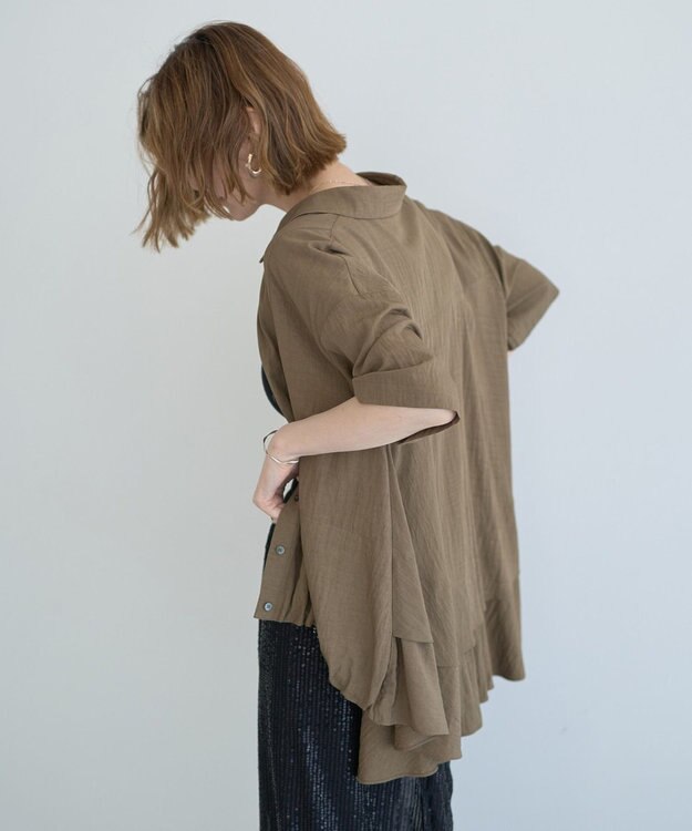 YECCA VECCA 【接触冷感】裾バルーン切替デザインヘムシャツ Khaki