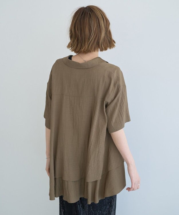 YECCA VECCA 【接触冷感】裾バルーン切替デザインヘムシャツ Khaki