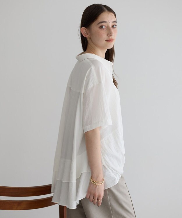 YECCA VECCA 【接触冷感】裾バルーン切替デザインヘムシャツ Khaki