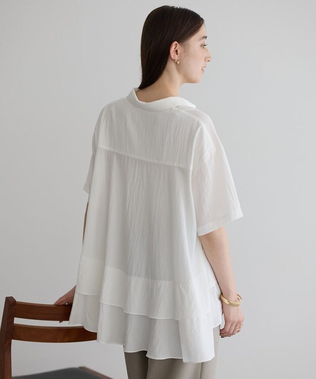 YECCA VECCA 【接触冷感】裾バルーン切替デザインヘムシャツ Khaki