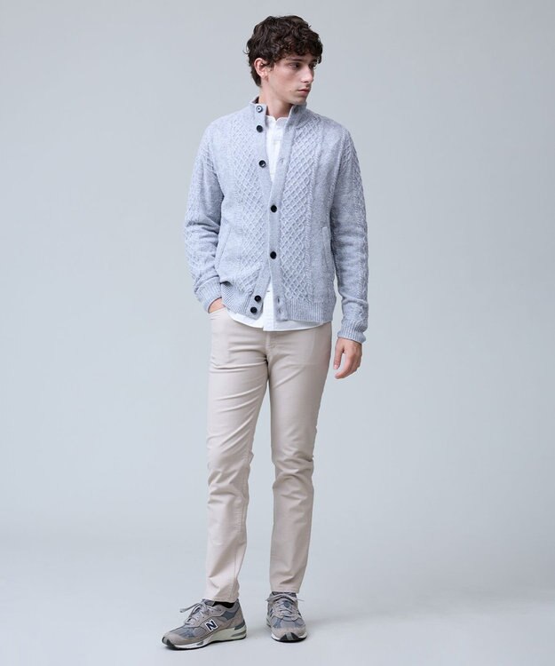 J.PRESS MEN ウール×カシミヤの上質素材【Cash Lamb's Wool】ハイネックケーブル カーディガン_25年モデル ライトグレー系