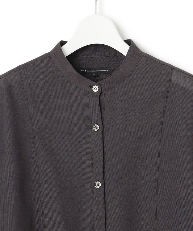 23区 L 【Oggi10月号掲載/洗える】ウールシアービエラ バンドカラー シャツ グレー系