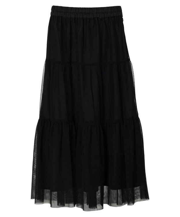 earth music&ecology ティアードチュールスカート Black