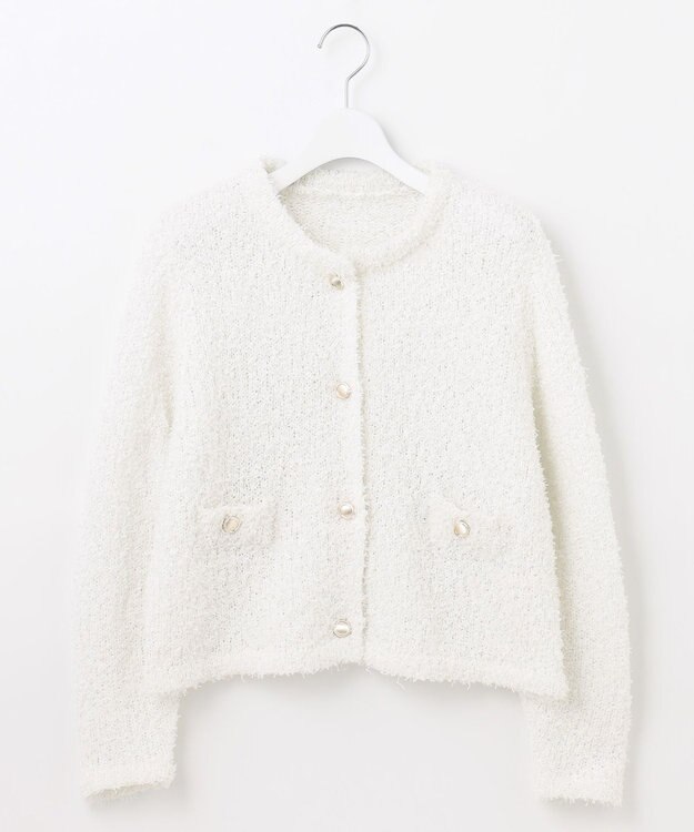 Feroux 【洗える】ミックスヤーンニット ジャケット アイボリー系