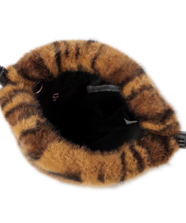 UNBILLION カシュカシュ cachecache / フリルショルダー付エコファー巾着バッグ レオ