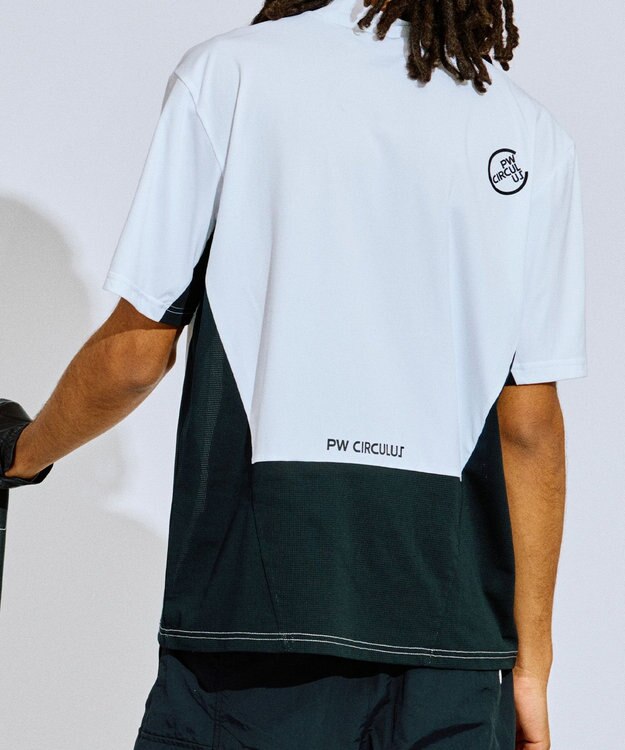PW CIRCULUS 【吸水速乾 / UV遮蔽率96.3% UVカット / ストレッチ】【MEN】メッシュコンビモックネックT ゴルフ ホワイト系