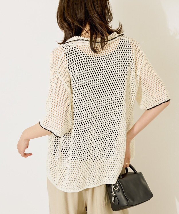 AMERICAN HOLIC 透かし編み襟付きニットカーディガン Ivory