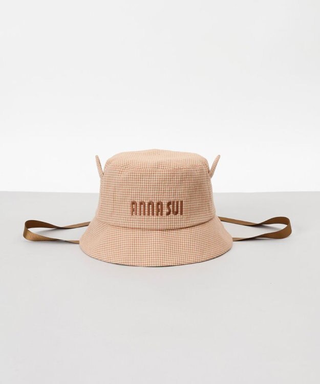 AURORA 【 ANNA SUI（アナ スイ）】ネコ耳ロゴ刺しゅうクロッシェハット マスタード