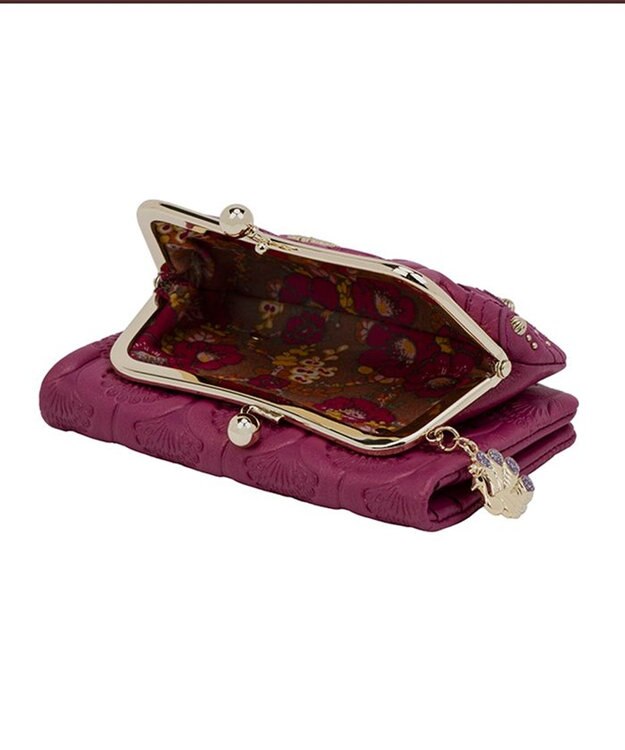 ANNA SUI ピーコック 二つ折り口金財布 ピンク