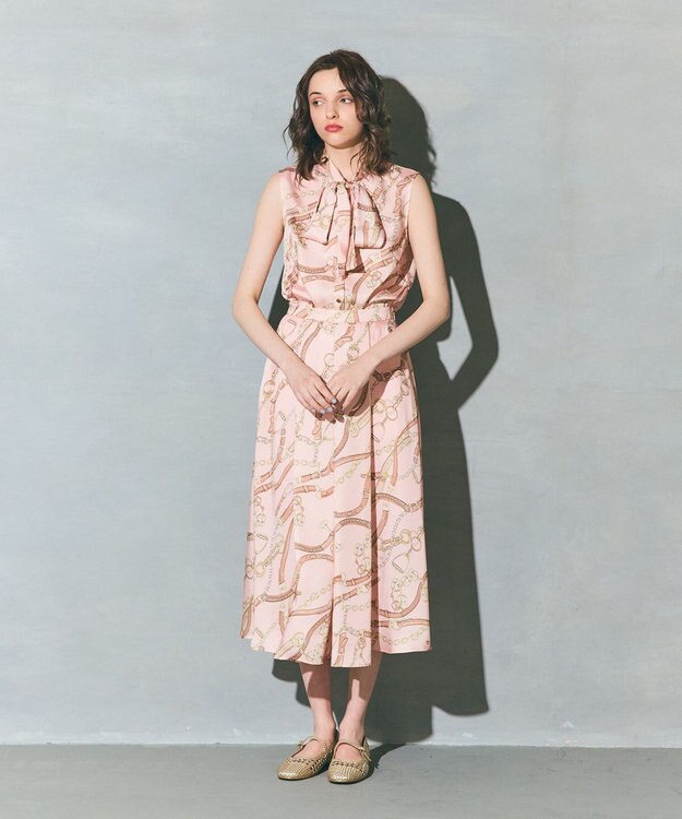 GRACE CONTINENTAL チェーンプリントタックキュロット ピンク